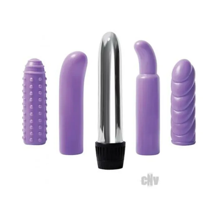 Vibrators Fairvillacom Evolved Multi Sleeve Vibrator Kit w4 Textured Sleeves Vibe Purple