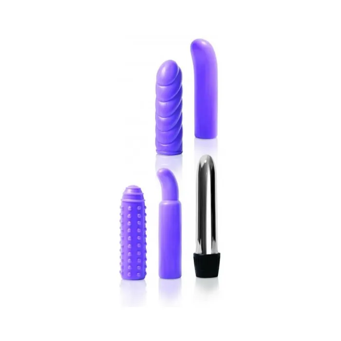 Vibrators Fairvillacom Evolved Multi Sleeve Vibrator Kit w4 Textured Sleeves Vibe Purple