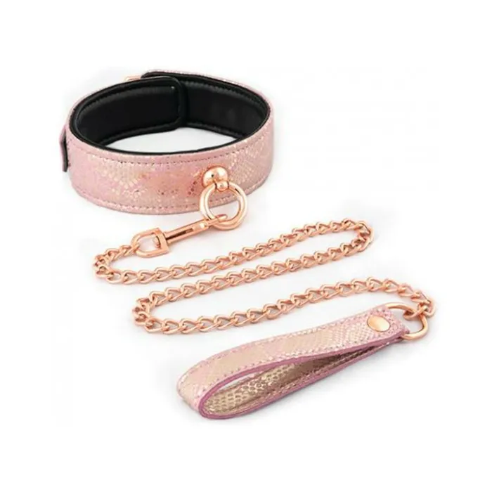 Vibrators Fairvillacom Spartacus Microfiber Collar Leash Leather Lining Pink
