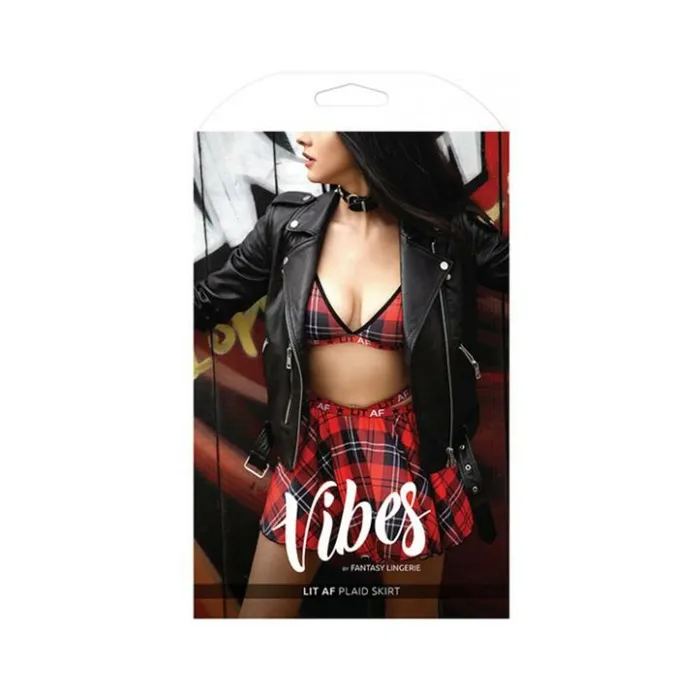 Vibrators Fairvillacom Vibes LIT AF Skirt Red Plaid SM