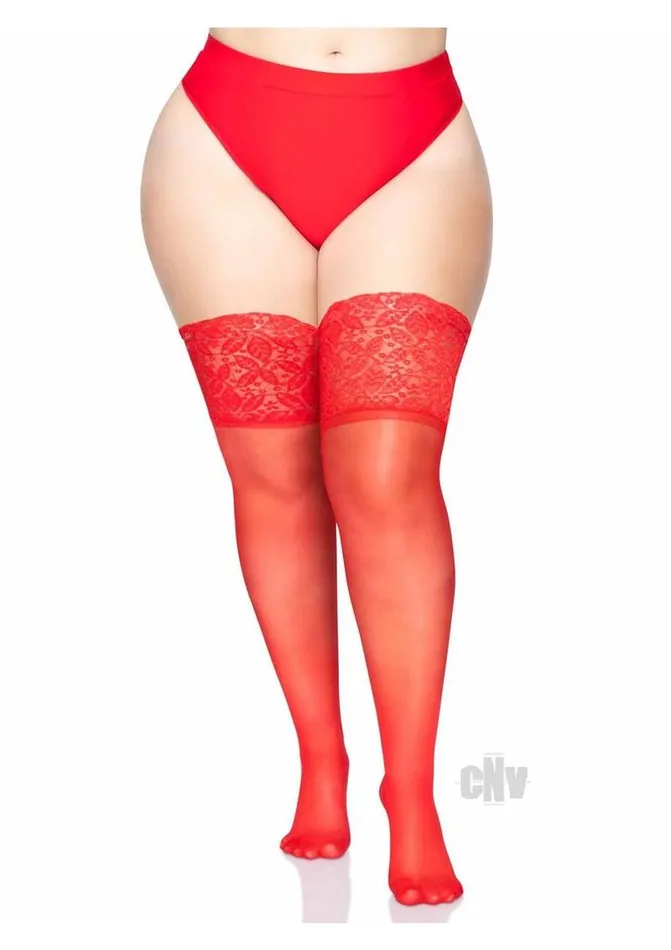 Vibrators Lycra Stay Thigh High Lace Top Ps Red Fairvillacom