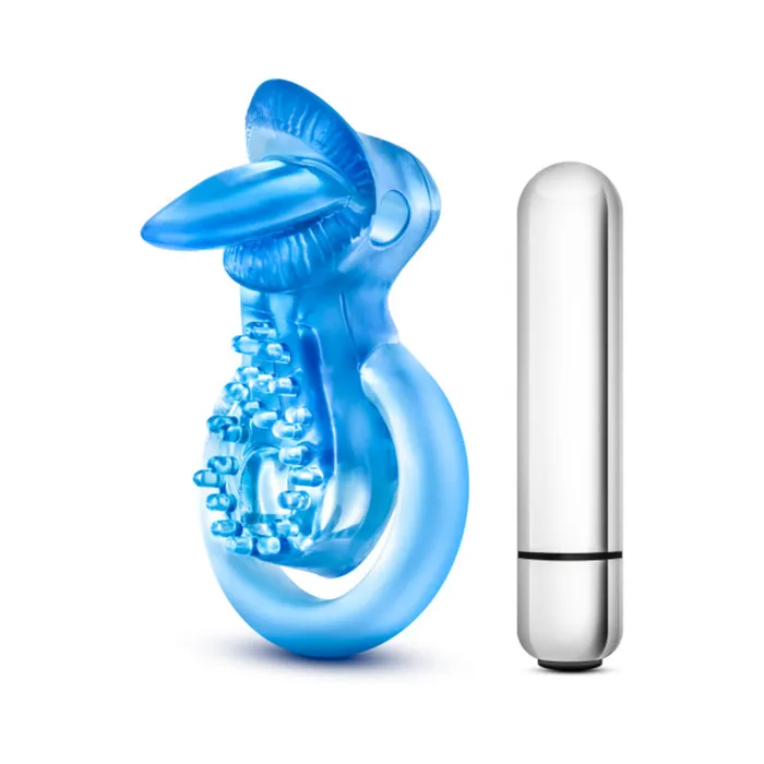 Vibrators Stay Hard 10 Function Vibrating Tongue Ring Blue Fairvillacom