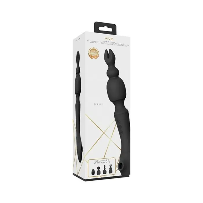 Vive Nami Rechargeable Pulsewave Doubleended Silicone Wand With Interchangeable Sleeves Black Fairvillacom Female Sex Toys Vive Nami Rechargeable Pulsewave Doubleended Silicone Wand With Interchangeable Sleeves Black Fairvillacom Female Sex Toys